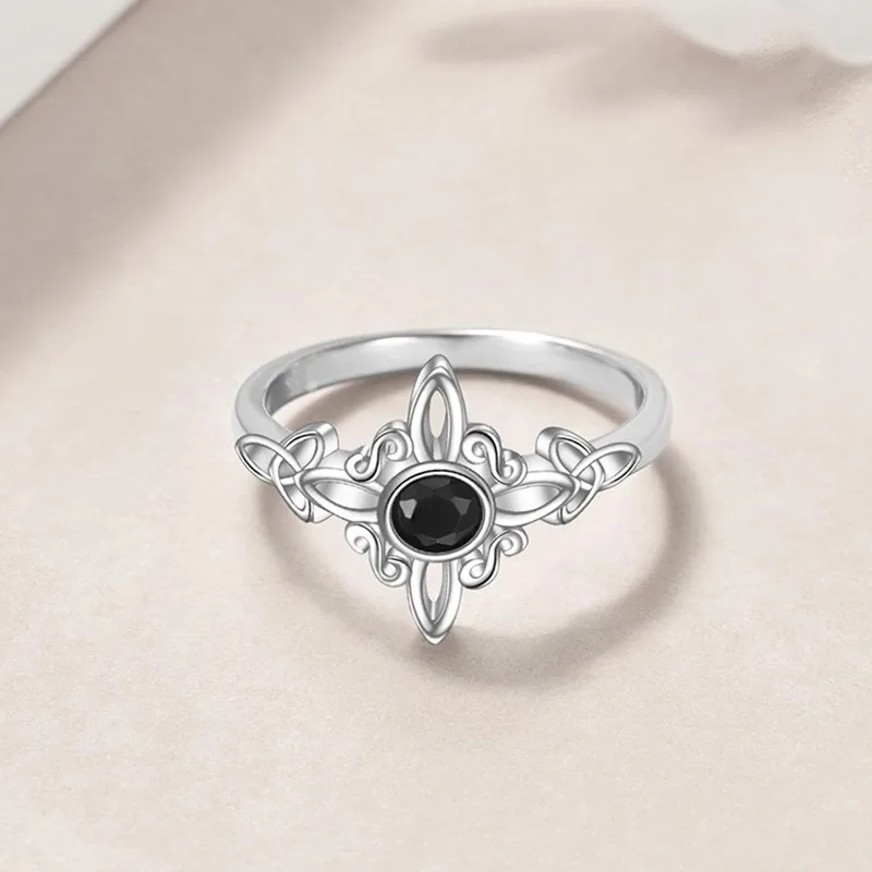 Witch Magic Knot Ring Fashion Celtic Knot Black Zircon finger Girl Coldness Style Cute Style Accessories 1