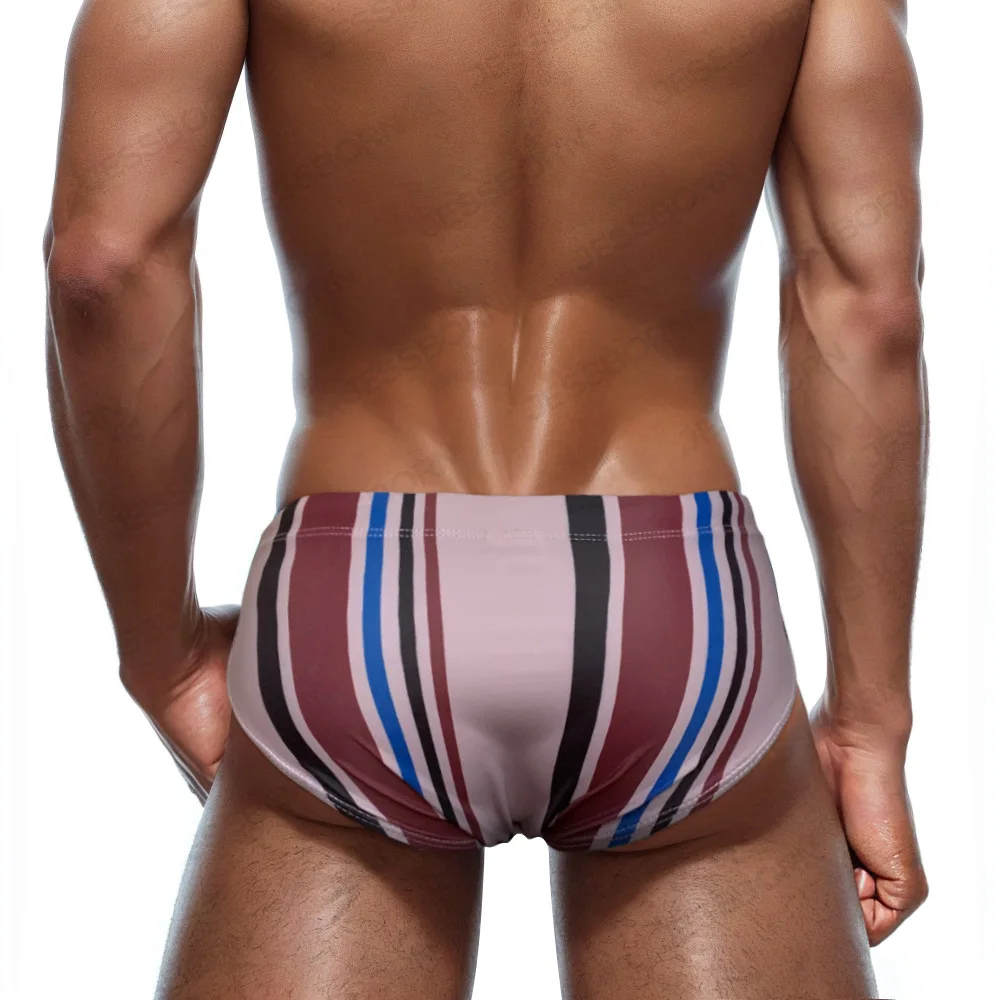 Striped Sexy Swimming Trunks Men Swimwear Man Swim Boxer Briefs Swimsuit Beach Shorts Surfing Bathing Suit Gay Boardshorts