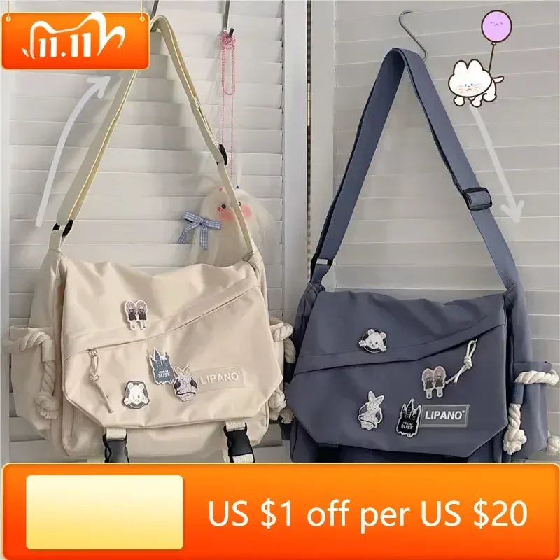 

Нейлоновые сумки через плечо, вместительные сумки через плечо для девочек и мужчин-подростков, сумка-мессенджер в стиле Харадзюку, школьные портфели для студентов