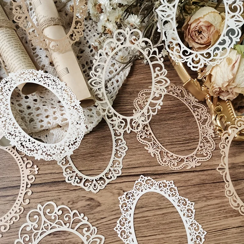 Decorative Scrapbooking Diary Album Vintage Lace Hollow Material Paper DIY Junk Journal Decoration Party Favor 10pcs/pack