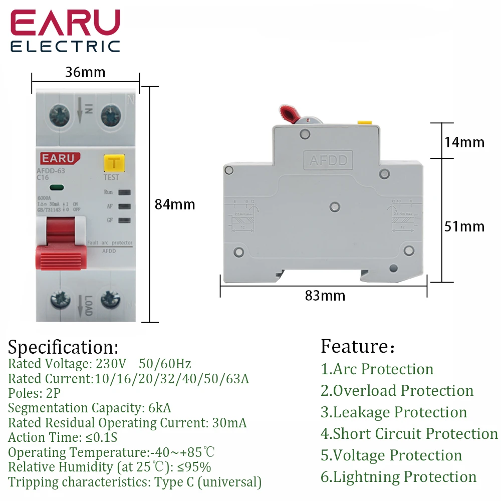 Arco Fault Protector Dector, disjuntor, sobrecarga vazamento