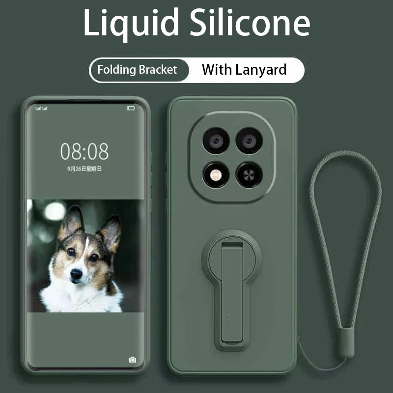 Luxus Flüssigkeit Silikon Versteckte Klapp Halterung Ständer Telefon Fall Für XiaoMi 13T 14T 15 Redmi 13C 4G Hinweis 12 13 14 Pro Plus Abdeckung