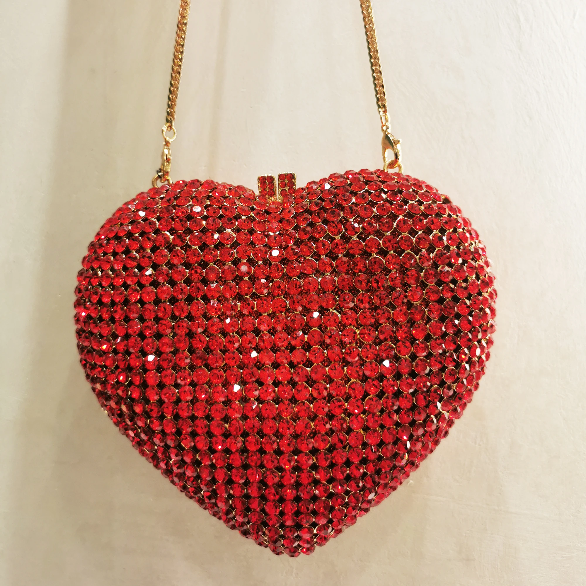 Red Crystal Clutch Evening Bag  Diamond Heart Shape Clutch Bag - Bling  Diamond - Aliexpress