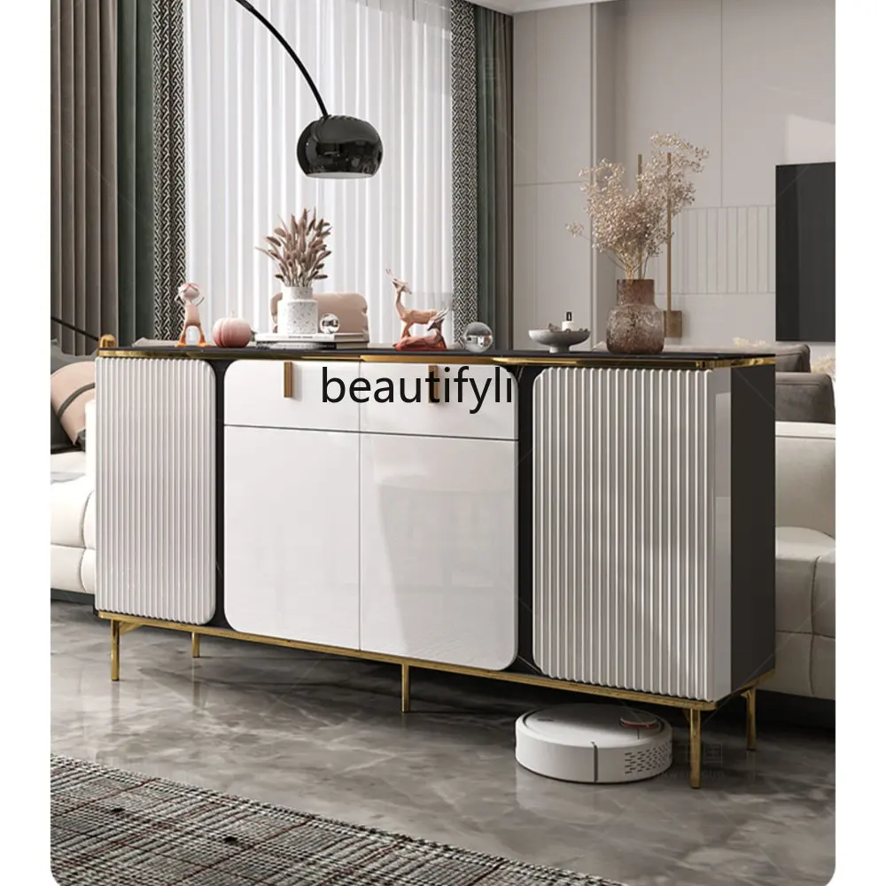 

Light Luxury Stone Plate Sideboard Cabinet High-End Modern Minimalist Wall Entrance Cabinet Italian Minimalist Tea Cabinet