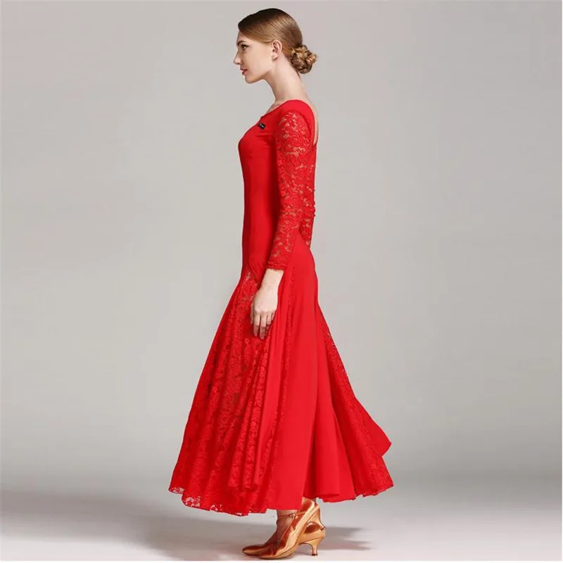Woman Ballroom Dance Dress Long Sleeves Waltz Tango Dresses
