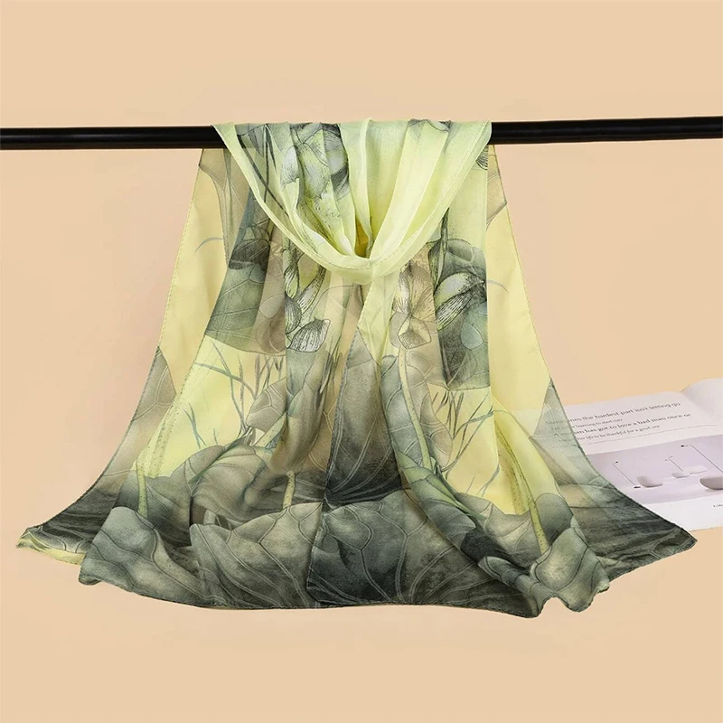 50*160cm Fashion Chiffon Summer Women Scarf Floral Designer Beach Silk Shawls Luxury Headband Wraps Sunscreen Hijab 6