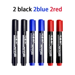 Set of Permanent Marker Pens - Fine Tip, Waterproof, Quick Drying in Assorted Colors (2black 2blue 2red)