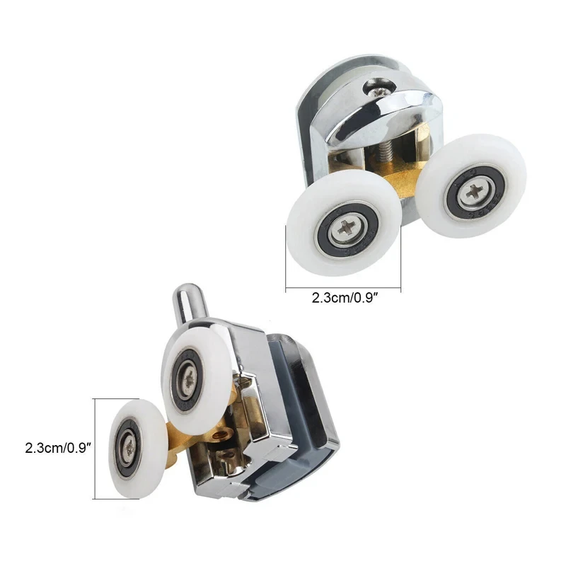 Description Picture 6 of item4/8Pcs Shower Screen Door Rollers Zinc Alloy Runners Wheels Twin Top Replacement Shower Wheel Runner Pulleys for 12-14mm glass
