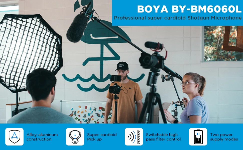 BY-BM6060L Professional Shotgun Microphone Voice Recorder Audio Interface Home Studio for Canon Nikon Sony Filmmaking Interviews