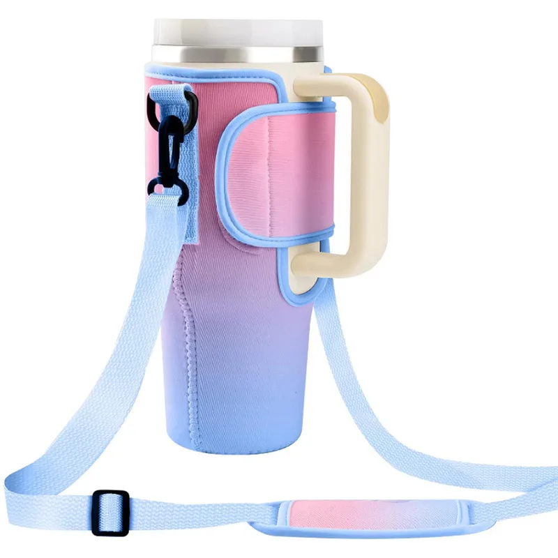 Water bottle carrier bag 40oz for thermos adjustable shoulder strap