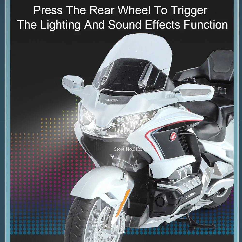 1:11 Honda Gold Wing GL800 2021 Motorcycle Model Toy Car Linkage Steering Shock Absorption Motorbike Models Boys Birthday Gifts 3