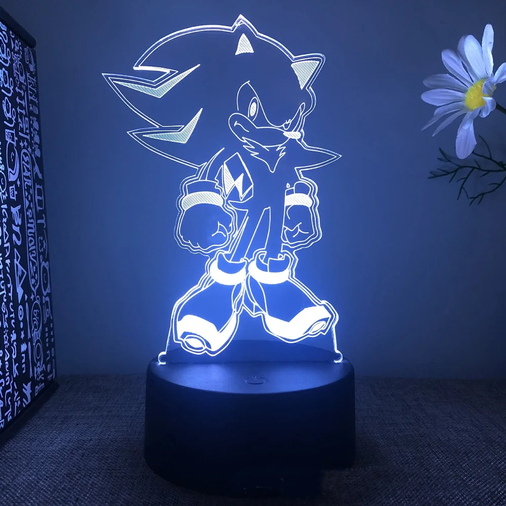 16-color sonic doll model 3D night light LED color changing dimmable bedroom decoration table lamp children's birthday gift night lights for adults