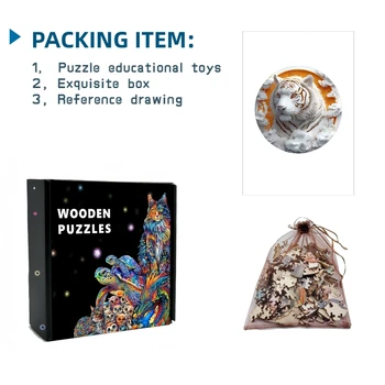 Cat Tiger Wooden Jigsaw Puzzle for Adults Games Holiday Gift Home Decor Scenery Wooden Art Puzzles Children's Puzzle Toys 3