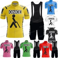 2025 ONCE Team Cycling Jersey Set Retro Cycling Clothing Yellow Pink Red Black Men Summer Road Bike Suit Bicycle Bib Shorts 1