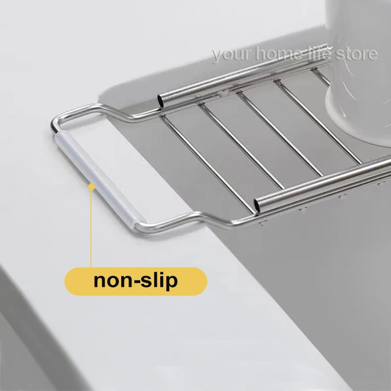 Drain Rack Expandable over the sink,304 Stainless Steel sink Rack,dish cup Soap Sponge Rag Storage Holder for Kitchen Organizer 2