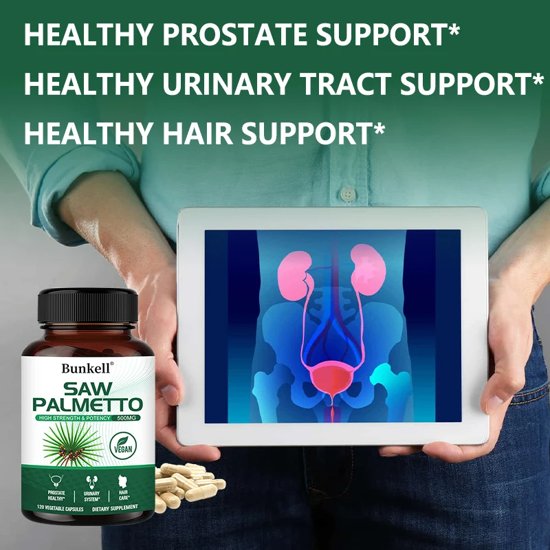 Saw Palmetto Extract 120 Capsules Non GMO and Gluten Free Formula Supports Prostate and Urinary Tract Health Healthy Hair
