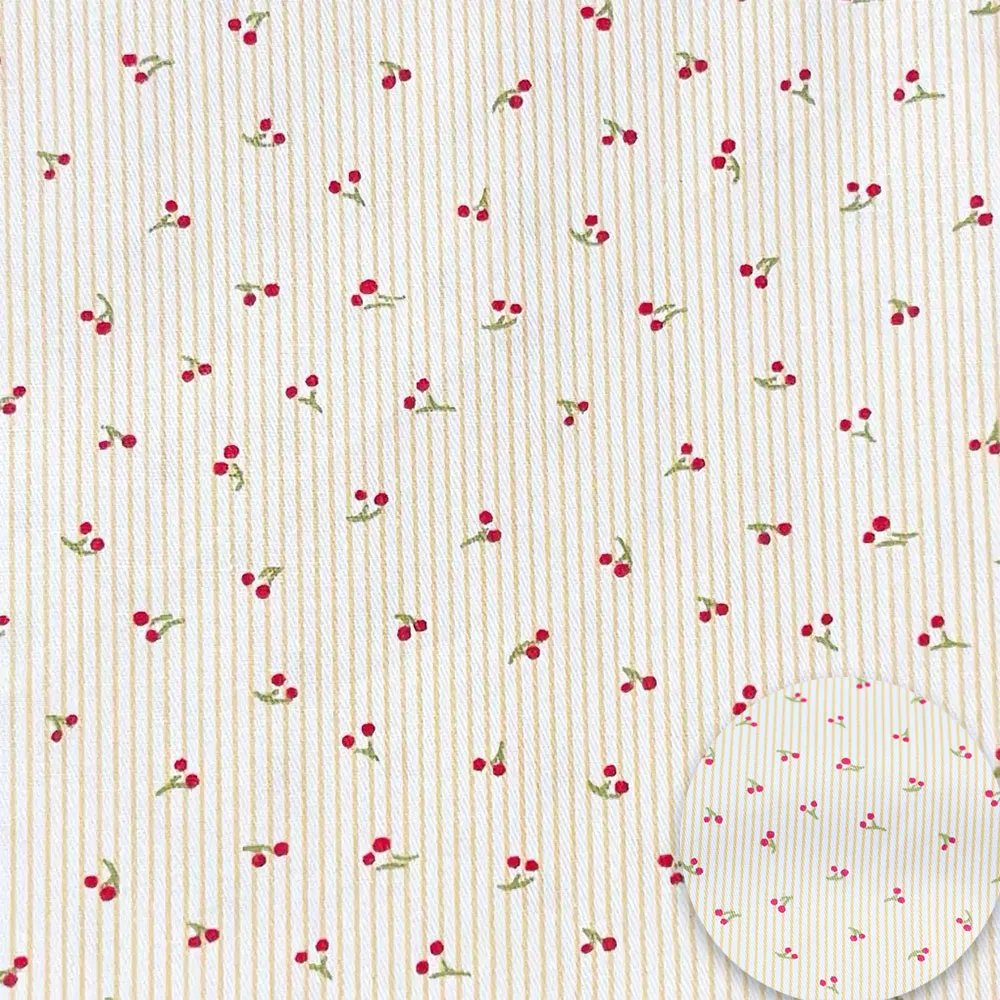 150x50cm 퀼팅 면직물(야드 단위 판매) 체리 스트라이프 프린트, 여성, 아동, 가정 의류, 침구, DIY 공예 재료용