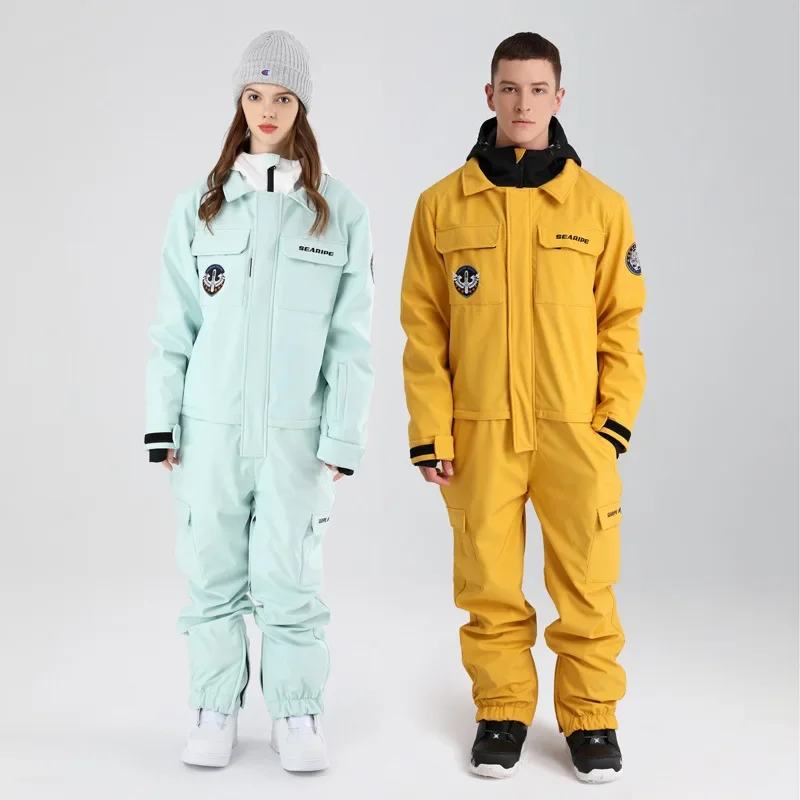 2024 Hooded Windproof Women Ski Jumpsuit Outdoor One Piece Female Snow Suits Waterproof Woman Snowboard Overalls Outfits Clothes