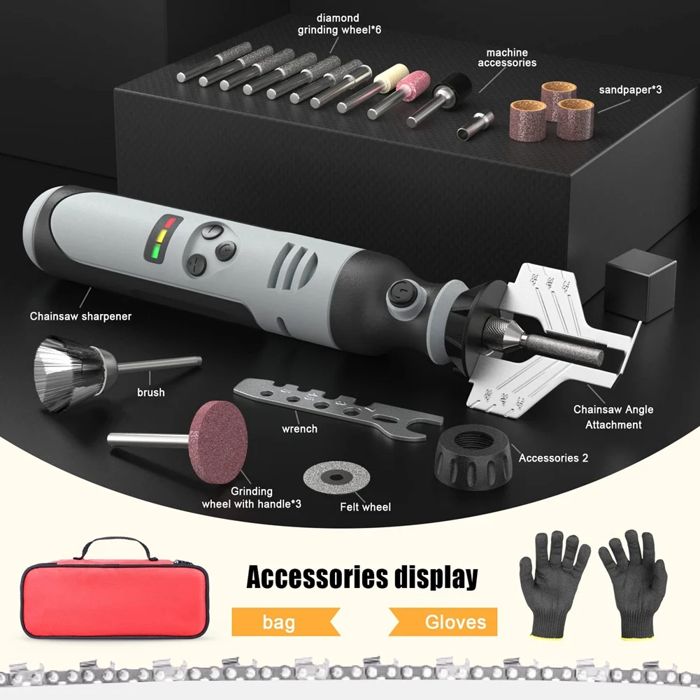 

Cordless Chainsaw Sharpener, Electric Handheld Chainsaw Sharpening Kit, High Speed ​Chainsaw Sharpening Tool