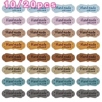10/20 pezzi piccole etichette fatte a mano per vestiti etichette in pelle etichetta fatta a mano per cappelli etichette per maglieria abbigliamento fai da te accessori per cucire