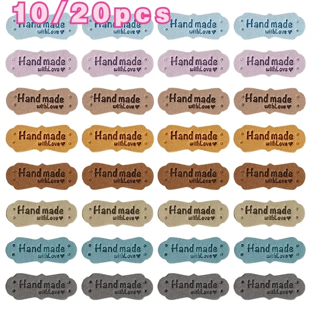 10/20Pcs Small Handmade Labels for Clothes Leather Tags Hand Made Label for Hats Knitting Tags DIY Apparel Sewing Accessories 1
