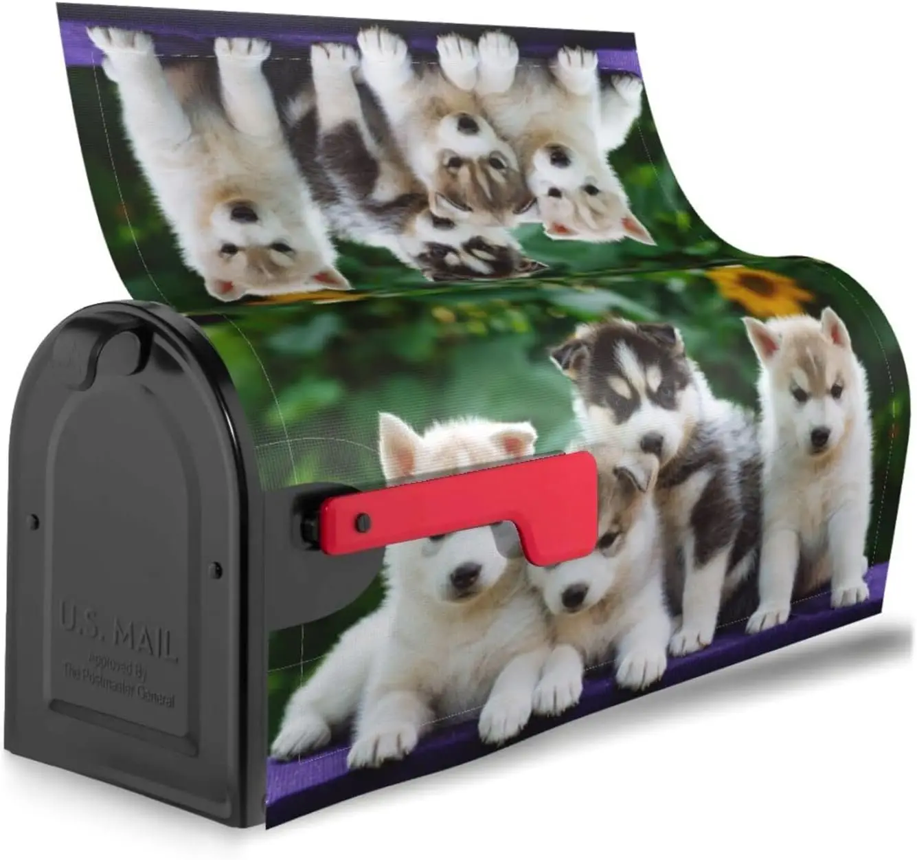 Cute Dog Little Husky Puppy Mailbox Cover Magnetic Standard Size Waterproof Letter Post Box Cover Wrap Oversize Decoration