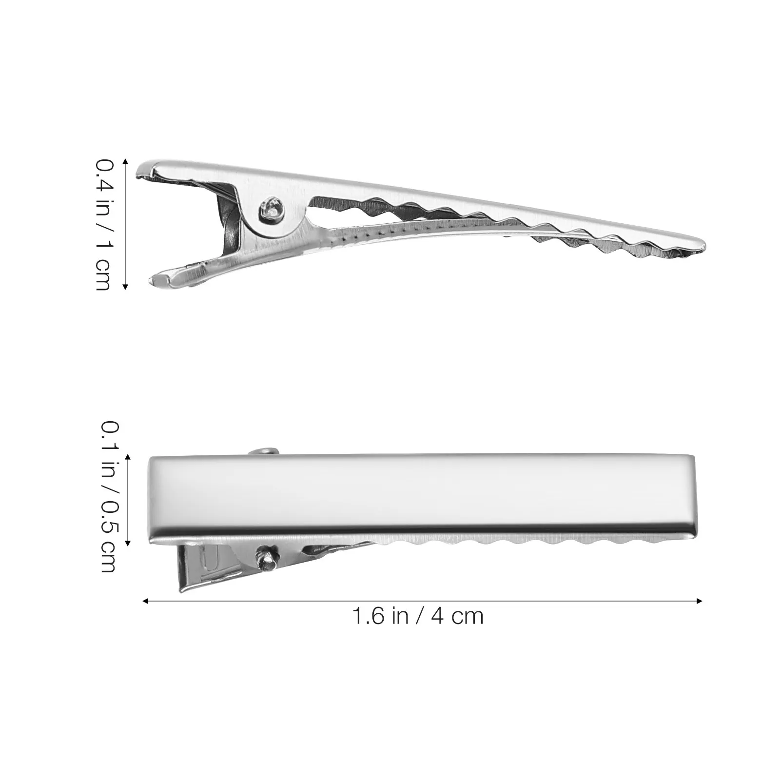 100개 4cm 덕빌 클립 헤어 집게핀 금속 싱글 프롱 스타일리쉬 헤어 만들기 DIY 맞춤 클립 리본 부착용
