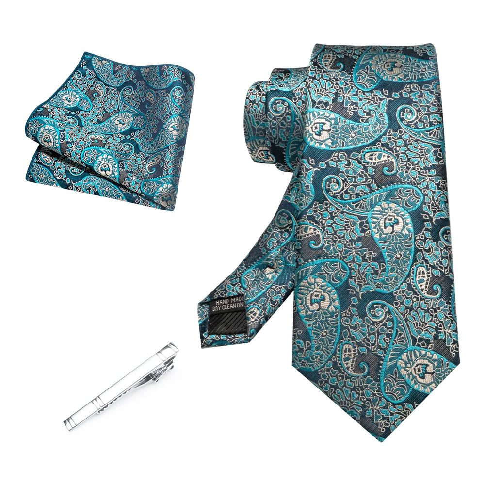 EASTEPIC 8 cm Herrenkrawatte Rot Grün Paisley Krawattenset mit Krawattenklammer Hochwertiges Accessoire für Hochzeit und Party Ausverkaufsartikel – Detail 35