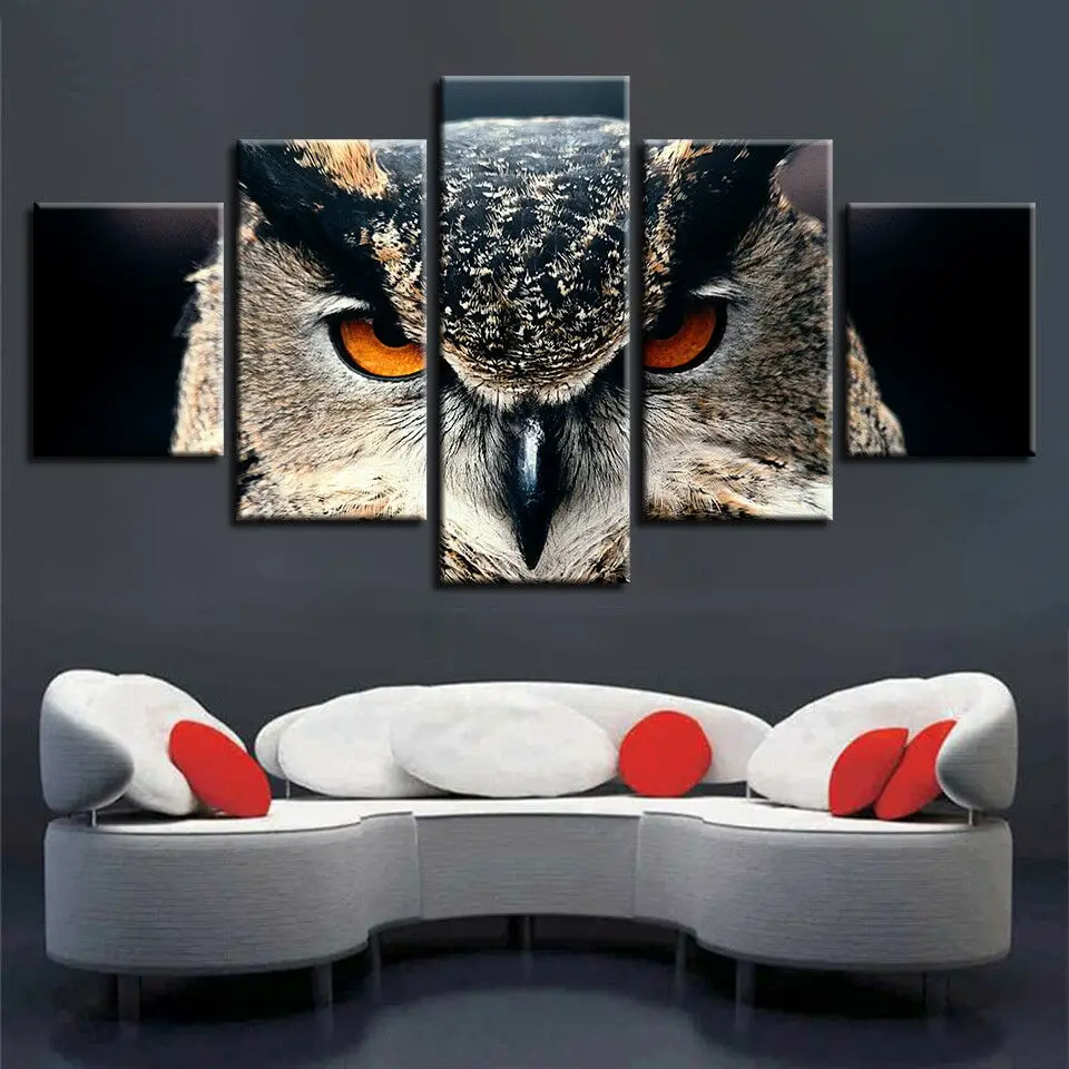 

Red Eyed Owl Close Up 5 Panel холст печать стены Искусство домашний декор живопись печатные изображения HD постер без рамки 5 штук декор комнаты