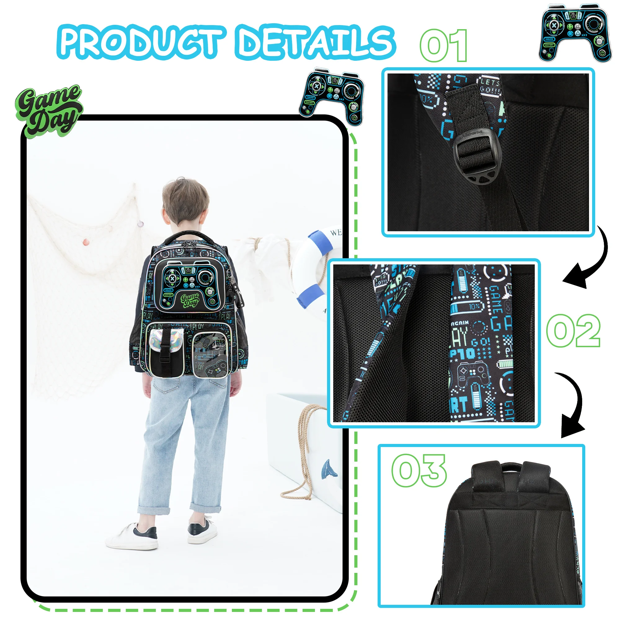 Meetbelify Backpack for Boys Backpacks for Elementary Preschool Students Kids School Cute Backpack with Lunch Box and Penbag 4