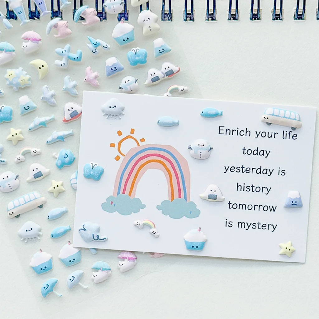 1개/4개 3D 미니 귀여운 동물 폼 스티커 사랑스러운 하트 포함 DIY 공예 장 접착 데칼 휴대폰 케이스 앨범용