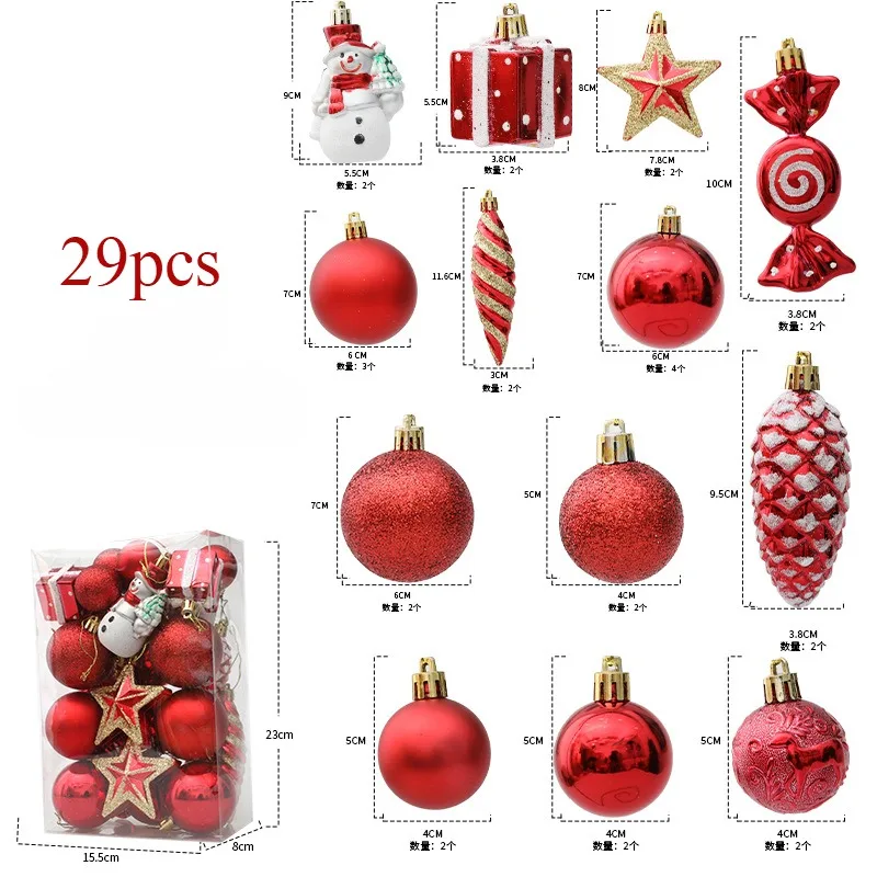 thumbnail image 1 of 29/36/40 piezas de bolas de Navidad plateadas y rojas para colgar en el árbol de Navidad, esferas navideñas doradas con formas especiales impresas, novedad de 2024, 1 of 5