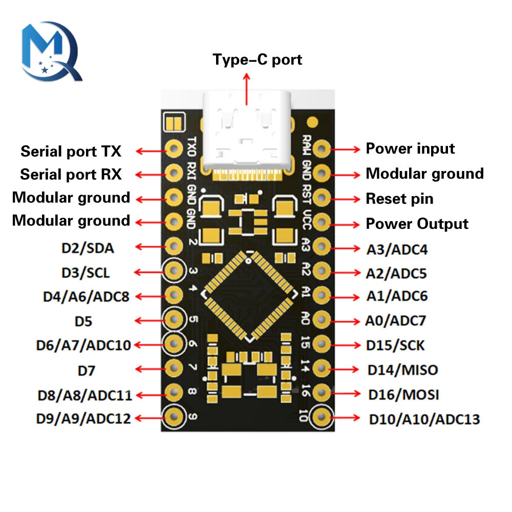 KOOKYE 3PCS Pro Micro ATmega32U4 5V/16MHz Module Board 2 Row Pin Header for  Arduino Mini Leonardo