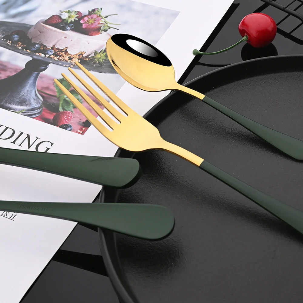 24Pcs ׸  Ź Ʈ η ƿ Į  ֹ  ũ  Ǭ ı Ȩ Flatware 丮 