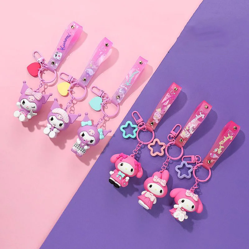 

Kuromi Bag Pendant Kawaii Anime Sanrio Cute Cartoon My Melody Character Girly Heart Personality Keychain Toy for Girls