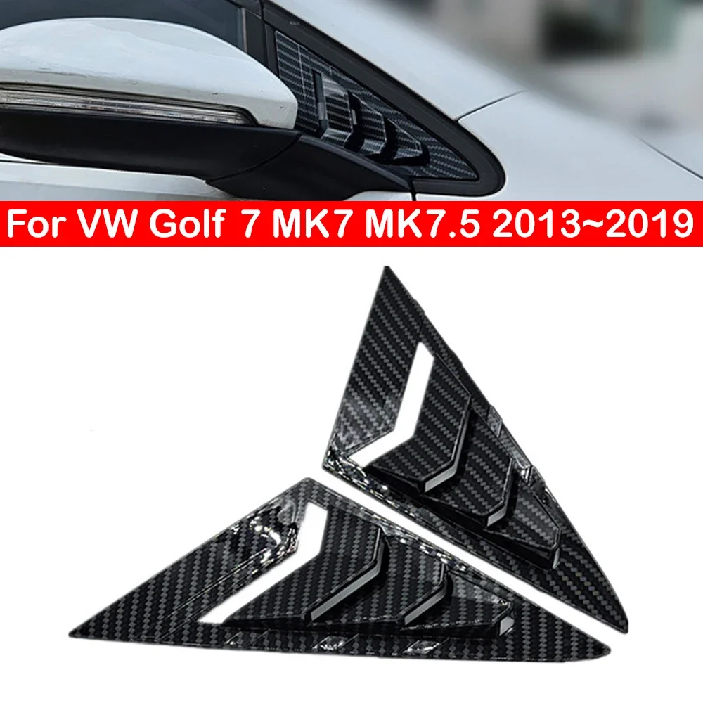Car Front Window Cover For VW Golf 7 MK7 MK7.5 2013~ Front Triangle Window Louver Side Shutter Blind Shades Trim Sticker Vent Carbon