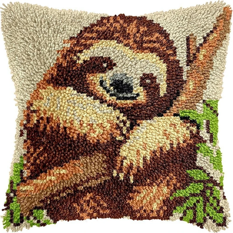 Cute Animals Latch Hook Wool Rabbit Koala Pillow Rug Kit DIY Cross Stitch 3D Yarn Embroidery Kits Rug Canvas Carpet Decor Gift