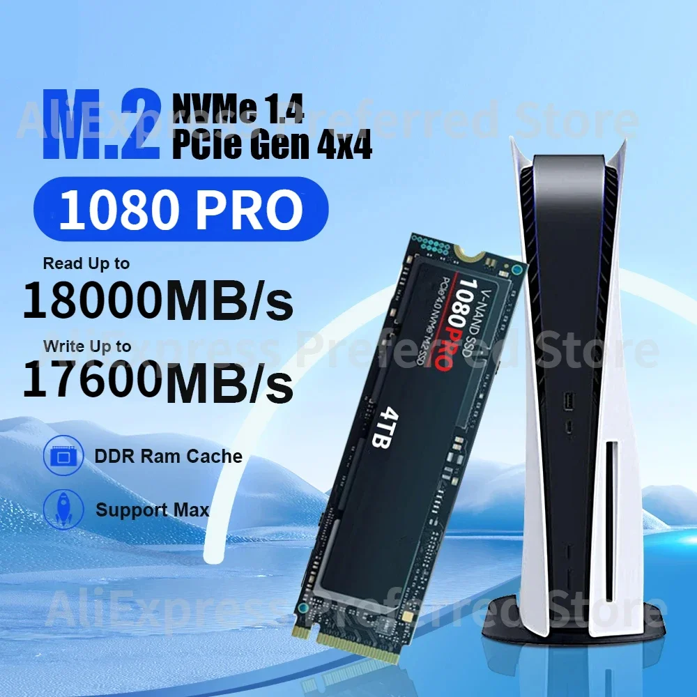 

2024 1080PRO M2 SSD NVME PS5 SSD 1TB 2TB 4TB M.2 2280 PCIe4.0 X4 DRAM Cache for ps5 Hard Drive Disk Internal Solid State Drive