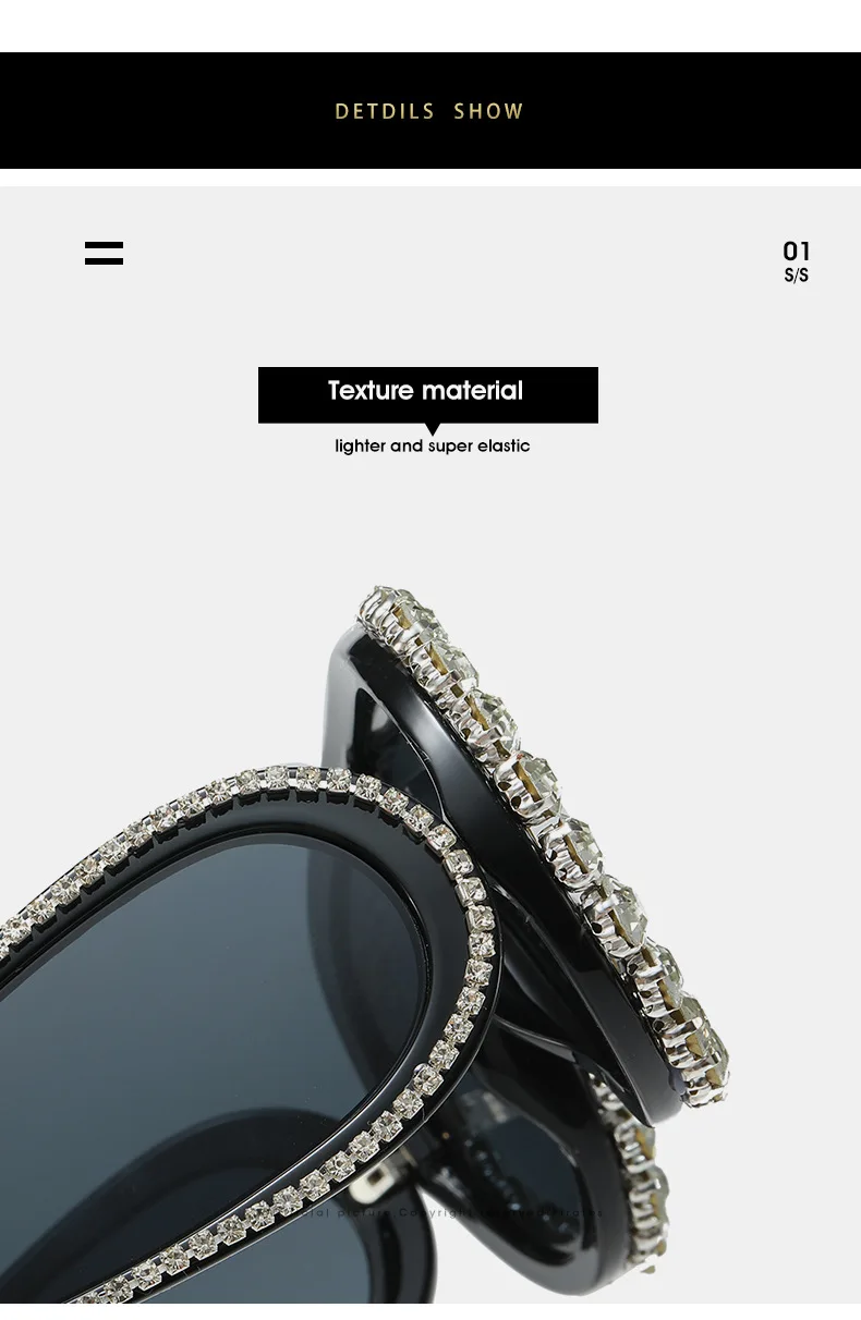 SHAUNA Crystal Oversized Mirror Coating Women Goggle Sunglasses UV400_voghion.com