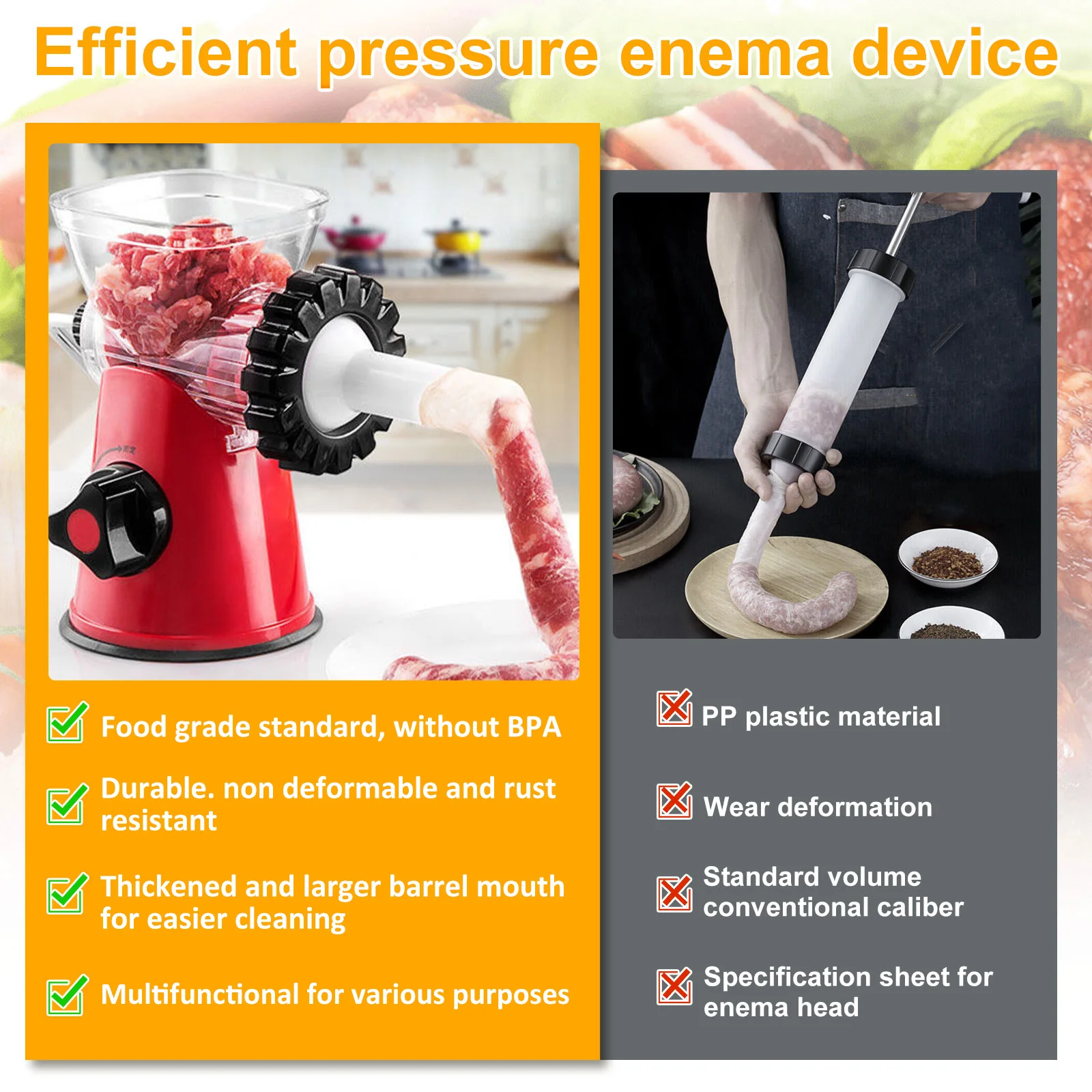Meat Grinder 10.7&times;18&times;9.5cm Manual Meat Grinder with Hand Crank Food Grade Fast Cutting Mincer Multifunctional Mincer Sausage Maker Machine meat grinder