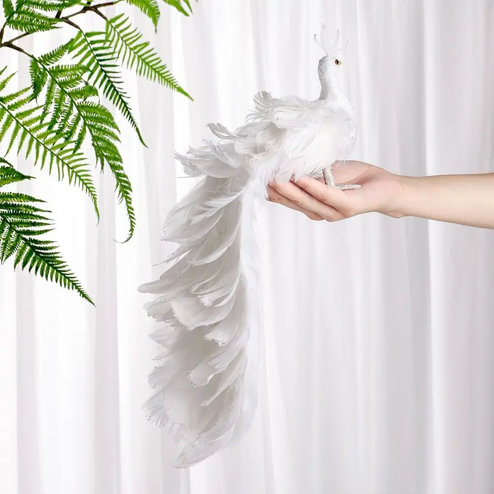 Ornamenti Natalizi di Pavone Blu, Ornamento con Clip di Pavone a Coda Lunga da 20 Pollici, Decorazioni per Albero di Natale con Pavone e Coda Lunga, Decorazioni di Pavone Blu per