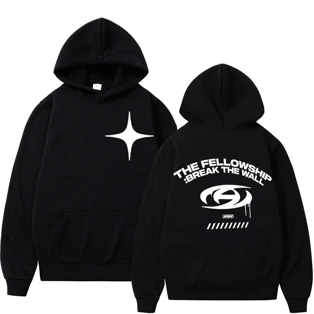 

Boy Band Ateez Break The Wall Tour Hoodie Men Women Hip Hop Fashion Oversized Hooded Sweatshirts Street Trend Vintage Hoodies