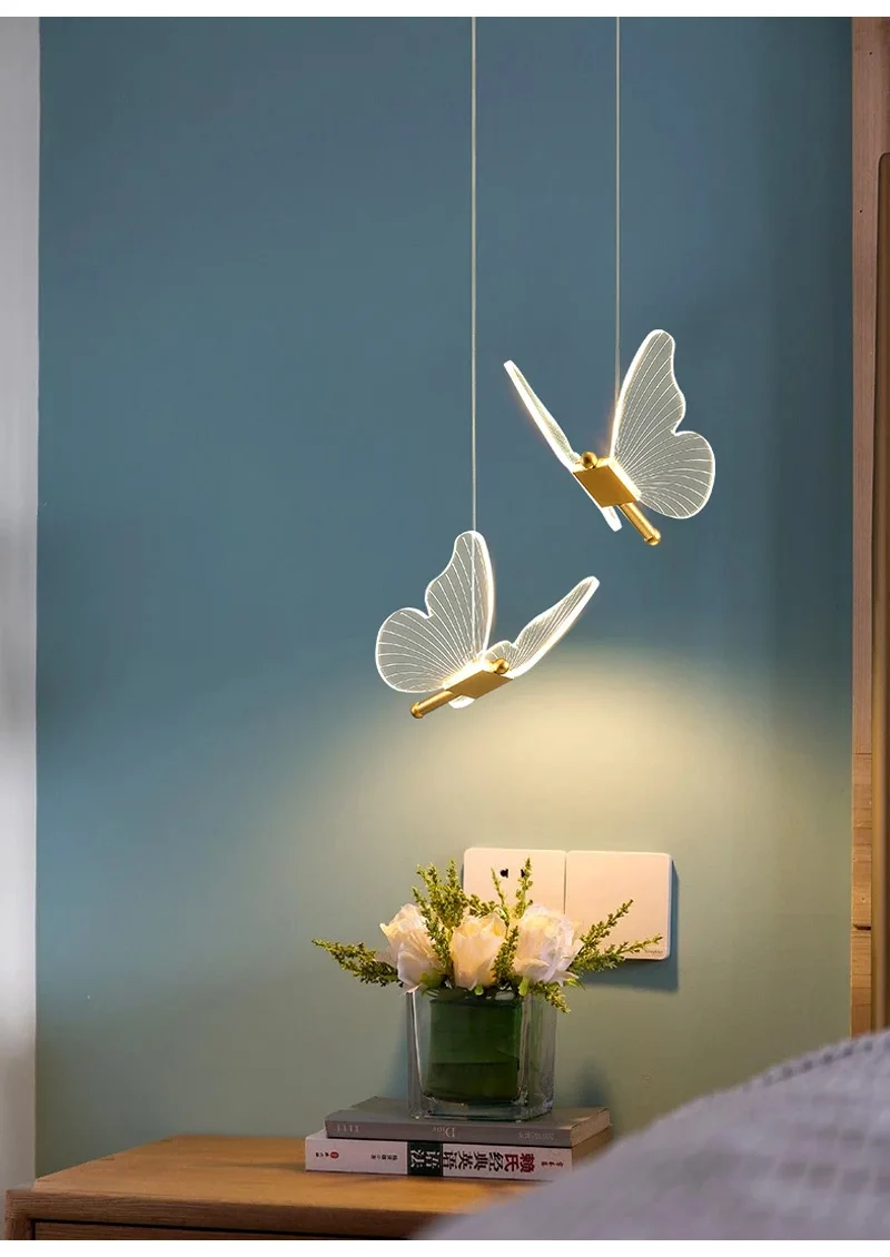 Butterfly LED Wall Lamp Indoor Lighting Home Bedroom Bedside Pendant Lamps Living Room Decoration Interior Wall Light Hanging