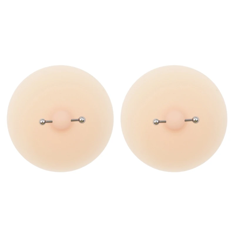 Women silicone disposable breast nipple covers pasties adhesive chest pad with faux piercing