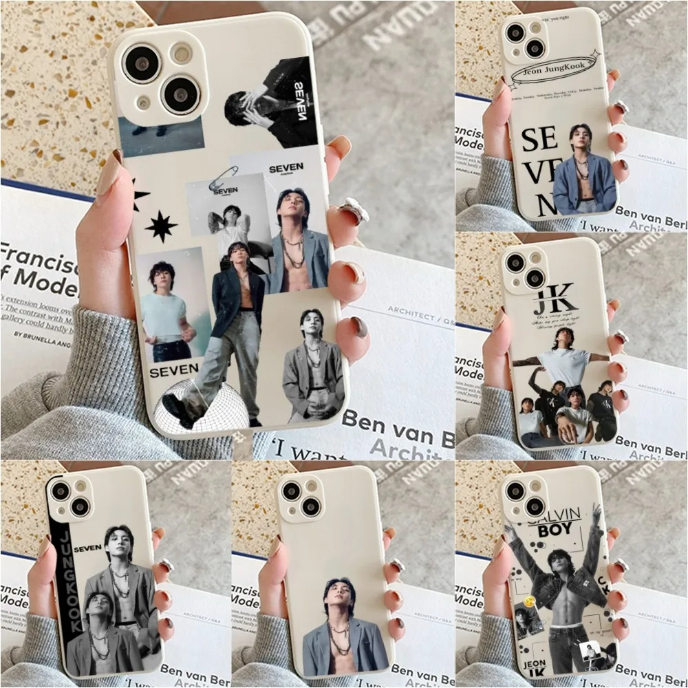 Custodia Per Telefono Corea E-Ergonomia J-Jungkook-K-Kpop Per Iphone 11 13 14 Pro Max X Xr Xs Max Se2020 12Mini Custodia Bianca