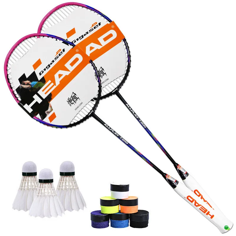 

2PCS HEAD All Carbon 4U Badminton Racquet Pairs Competition Badminton Set ALLPLAY T200 Pink Purple