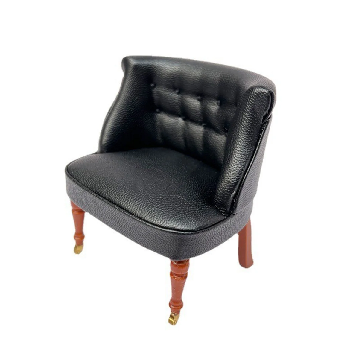 

1:12 миниатюрный кожаный диван в европейском стиле, семейная мебель, жилая черная