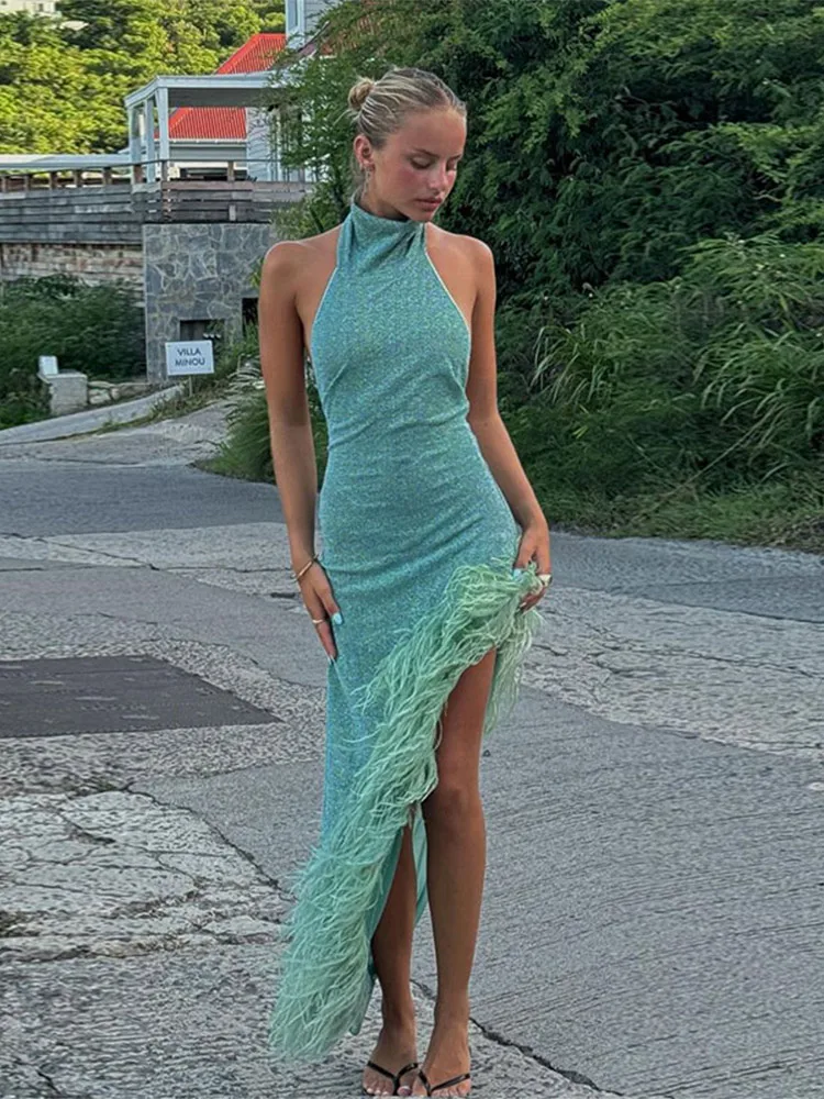 Women Autumn Vintage Irregular Spliced Loose Maxi Dress