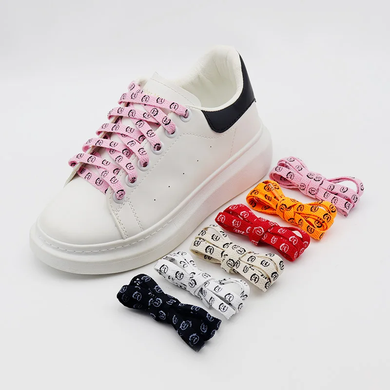 Weiou Lace Flat Polyester Shoelaces  Carton Shoe Lace Print Little Old Man Walking Shoestring Running Sports Fitness