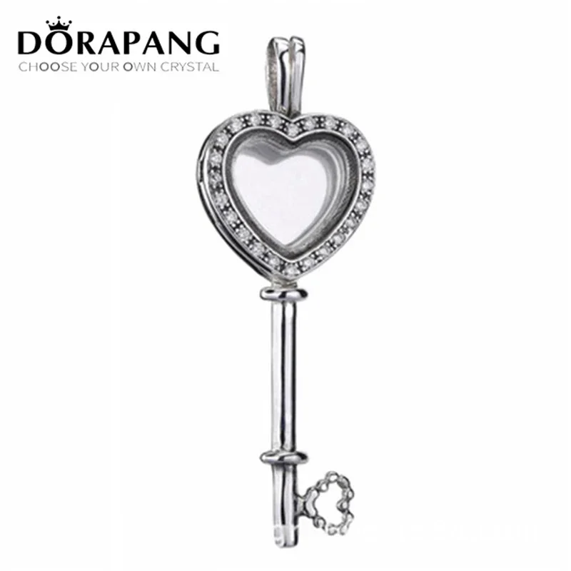 

NEW 2018 Valentine's Day Newest 100% 925 Sterling Silver Heart Shaped Key Floating Locket For Women Of Fashion Jewelry Wedding